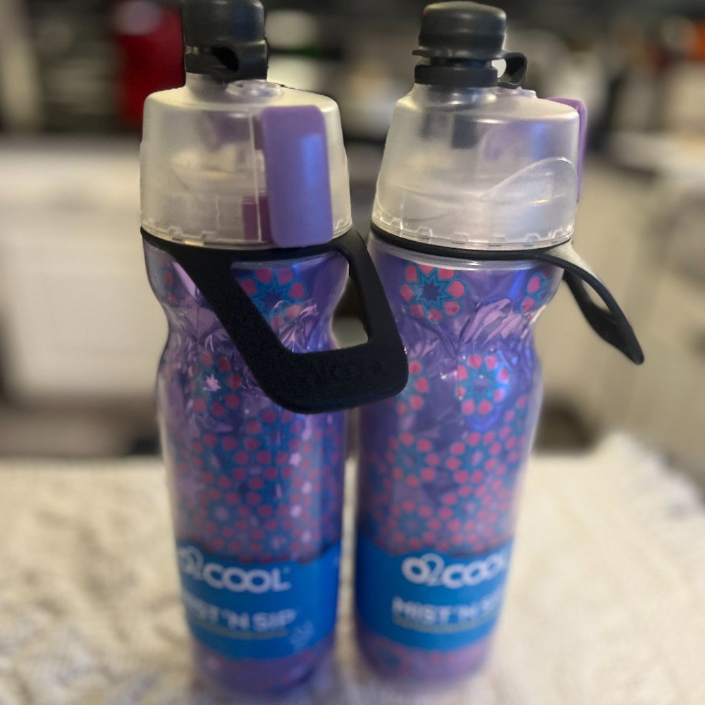 (2) TWO O2COOL Mist 'N Sip Misting Water Bottle - NWT